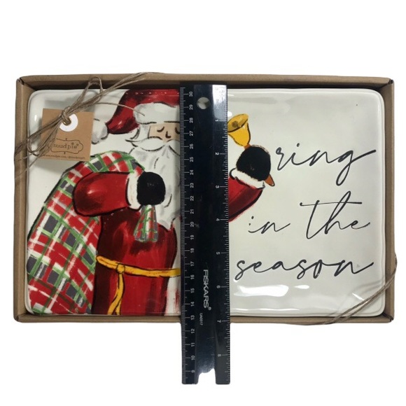 MUD PIE Ring In The Season Santa Ceramic Sentiment Platter - Picture 9 of 12